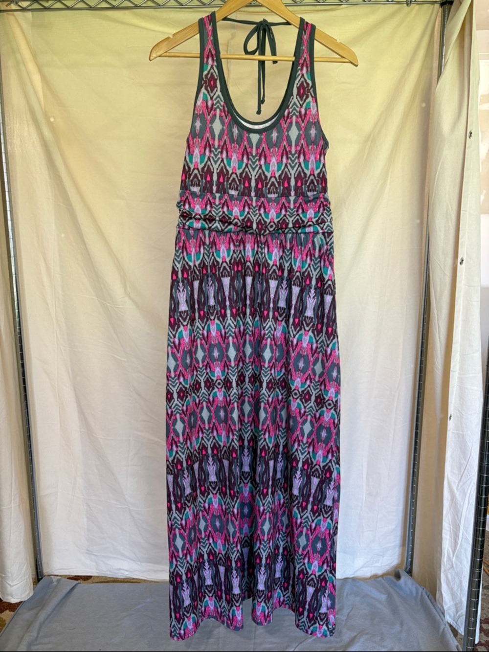 Mountain Hardwear Pink & Teal Geometric Maxi Dress